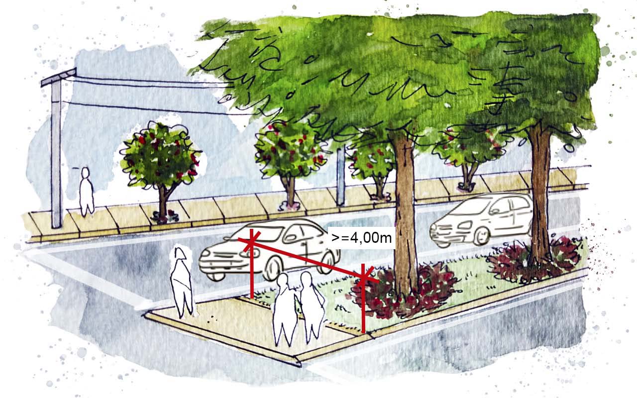 Canteiro central com boa largura